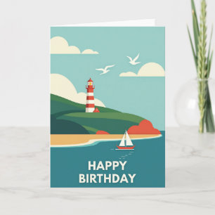 Joyful Birthday Coastal Beacon Card