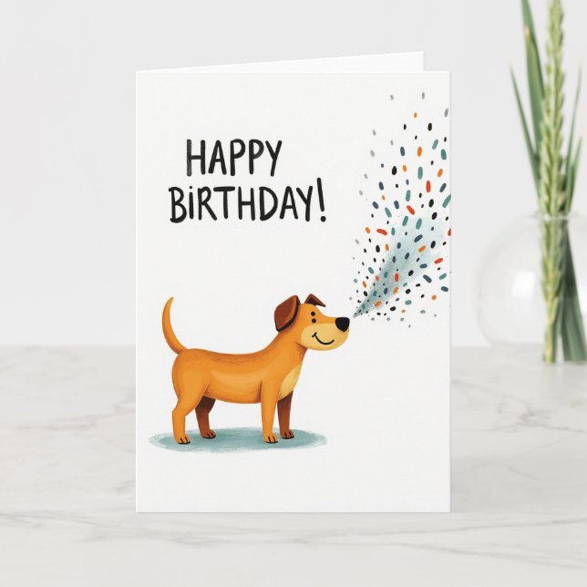 Joyful Birthday Dog Confetti Card (Front)