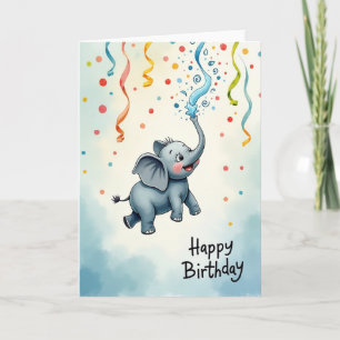 Joyful Birthday Elephant Burst Card