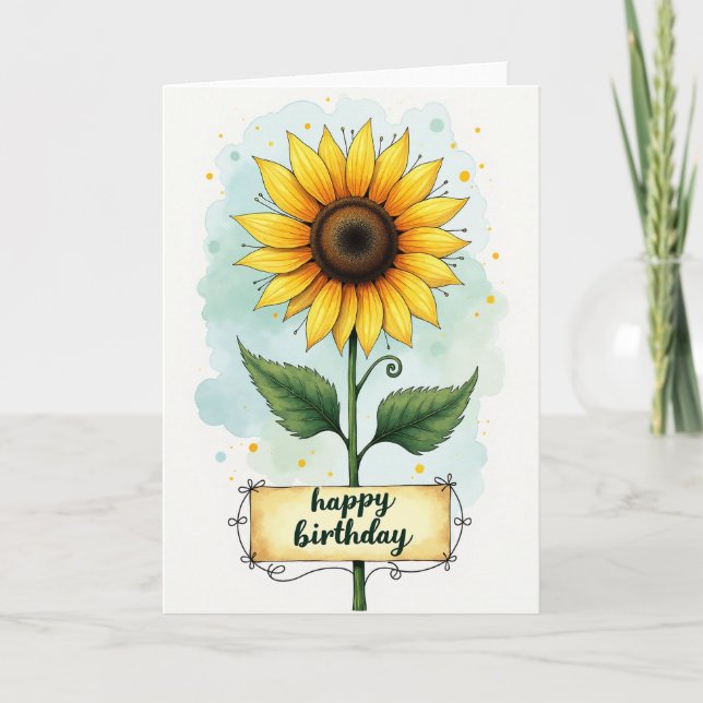 Joyful Birthday Floral Bloom Card (Front)
