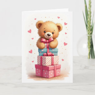 Joyful Birthday Fluffy Bear Card