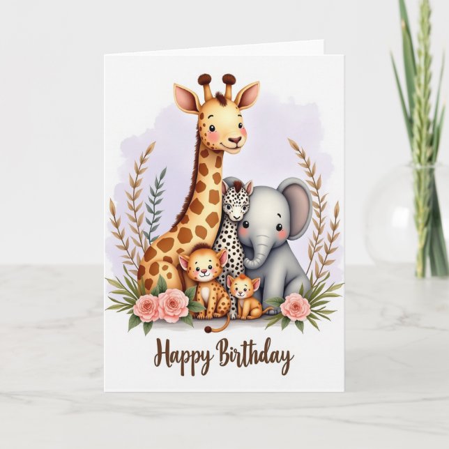 Joyful Birthday Forest Animals Card (Front)