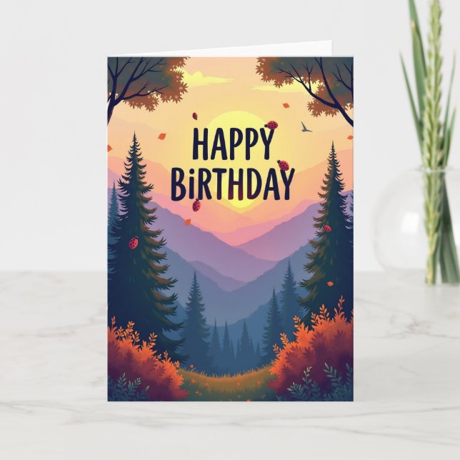 Joyful Birthday Forest Glow Card (Front)