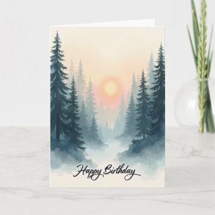 Joyful Birthday Forest Watercolor Card