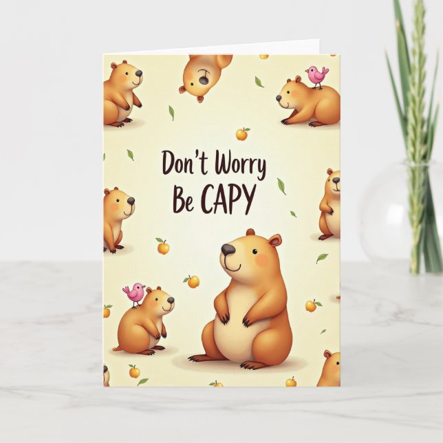 Joyful Birthday Furry Creature Card (Front)