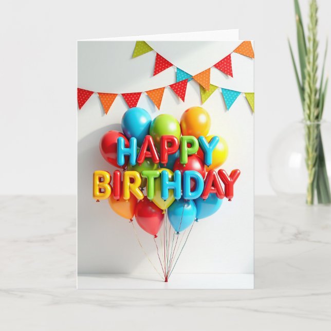 Joyful Birthday Glossy Letters Card (Front)
