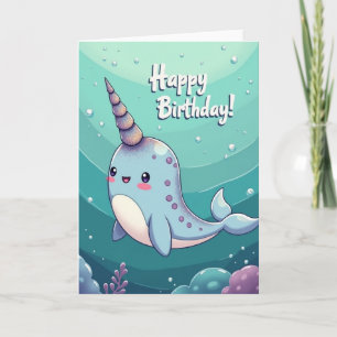 Joyful Birthday Horned Creature Card
