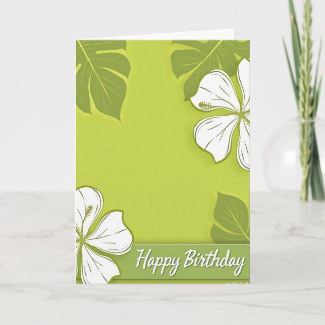 Joyful Birthday Lime Green Floral Card (Front)