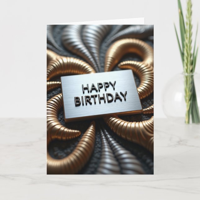Joyful Birthday Metallic Swirl Card (Front)