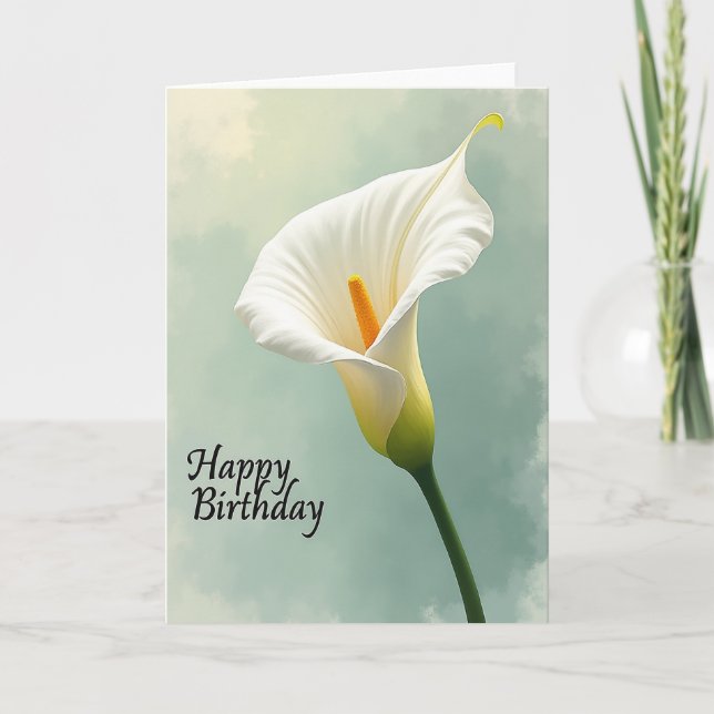 Joyful Birthday Misty Flower Card (Front)