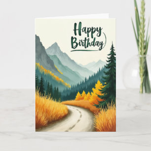 Joyful Birthday Mountain Path Card