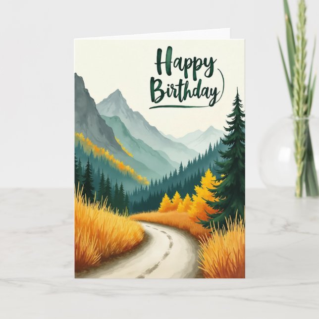 Joyful Birthday Mountain Path Card (Front)