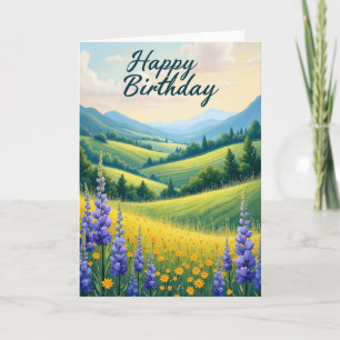 Joyful Birthday Painted Landscape Card
