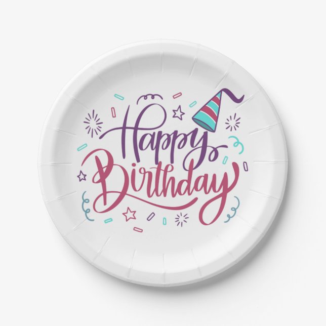 Joyful Birthday Paper Plates (Front)