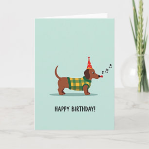 Joyful Birthday Plaid Dog Card