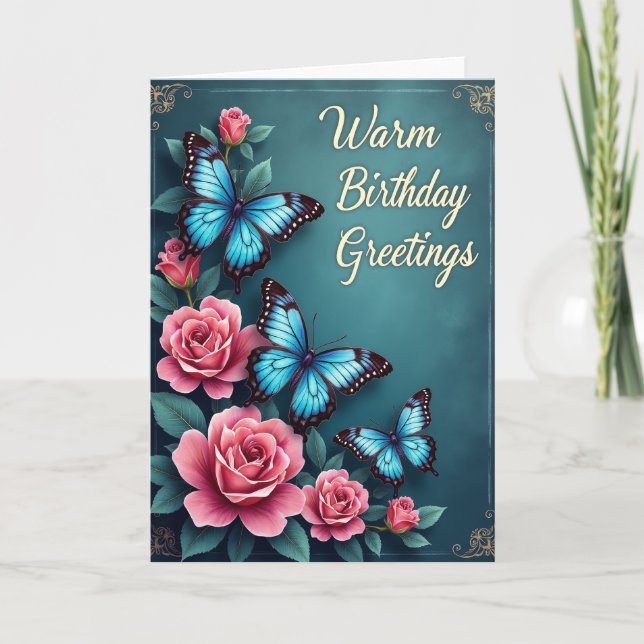 Joyful Birthday Rose Card (Front)