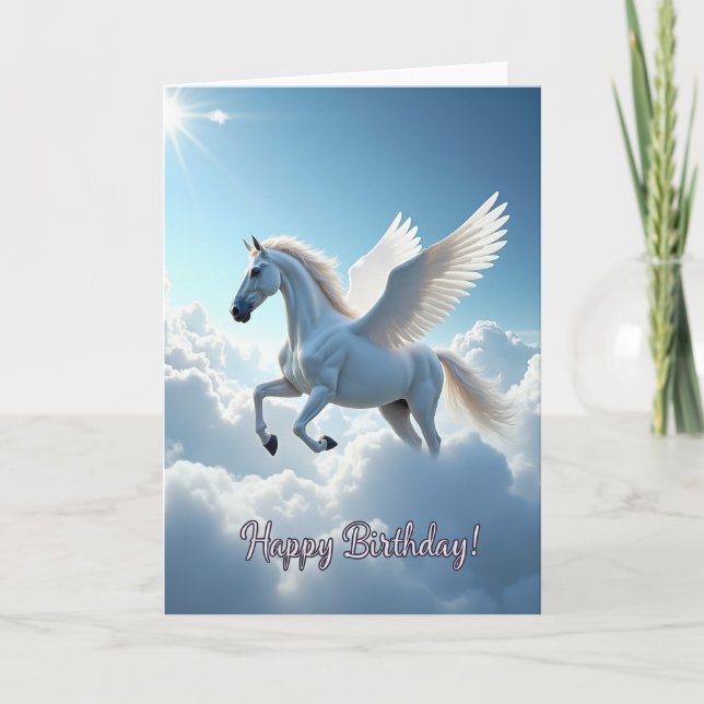 Joyful Birthday Winged Horse Card (Front)