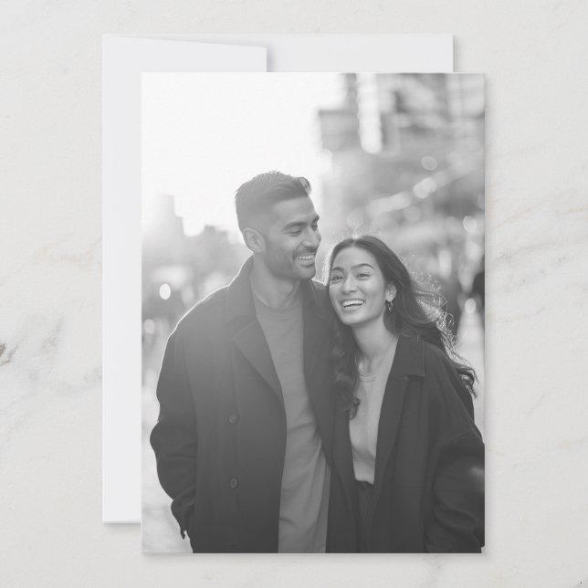 Joyful Black and White Photo Invitation (Front)