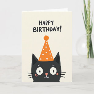 Joyful Black Cat Party Card
