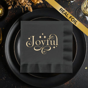 Joyful Black Foil Napkin