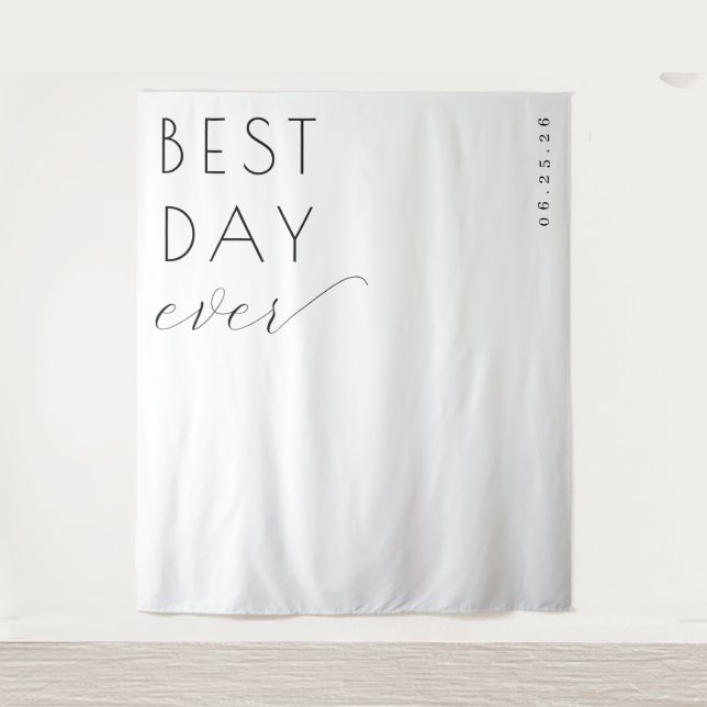 Joyful Black Typographic Celebration Tapestry (Front)