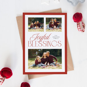 Joyful Blessings Religious Christmas 3-Photo Card