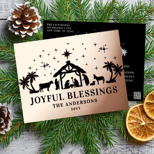 Joyful Blessings Religious Christmas Nativity Foil Holiday Postcard