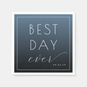 Joyful Blue Celebration Calligraphy Napkin