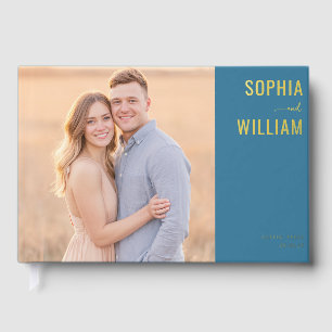 Joyful Blue Modern Photo Guest Book