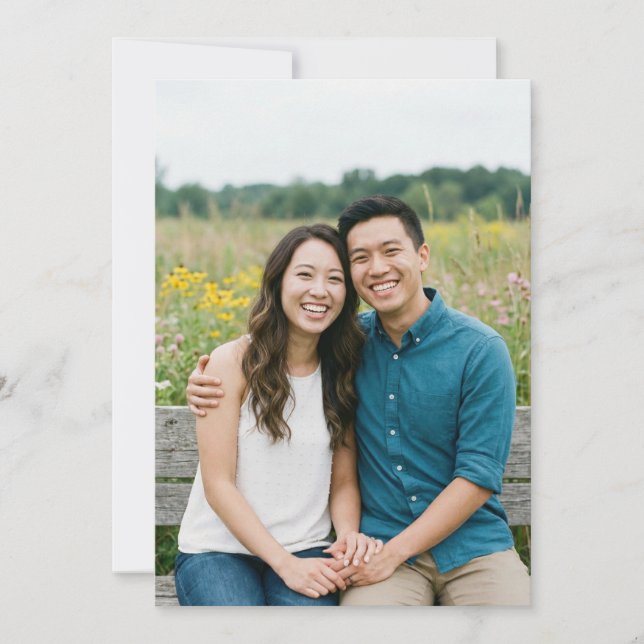 Joyful Blue Natural Photo Invitation (Front)