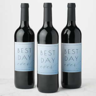 Joyful Blue Typographic Celebration Wine Label