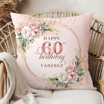 Joyful Blush Pink Floral Shimmer 60th birthday  Cushion<br><div class="desc">✅ For matching items search 36-60 in my collections ✅ Celebrate a special milestone with this elegant 60th birthday pillow featuring watercolor rose gold, dusty pink and blush pink flowers, eucalyptus greenery, and a shimmering gold frame. This boho floral design adds charm and warmth to any space. A beautiful keepsake...</div>