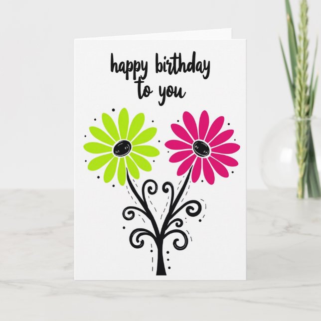 Joyful Botanical Art Birthday Card (Front)