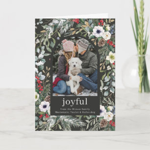Joyful Botanical Christmas Personalised Arch Photo Card