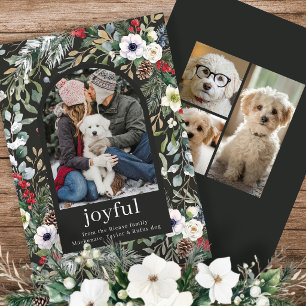 Joyful Botanical Christmas Personalised Arch Photo Holiday Card