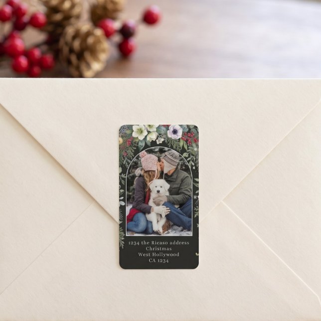Joyful Botanical Christmas Personalised Arch Photo Label (Joyful Botanical Christmas Personalized Arch Photo Label
by Ricaso.  Use it as a return address. )