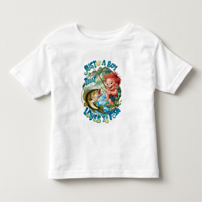 Joyful Boy Reeling in a Catch Toddler T-Shirt (Front)