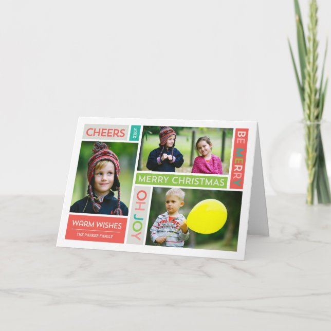 Joyful & Bright Holiday Photo Greeting Card (Front)