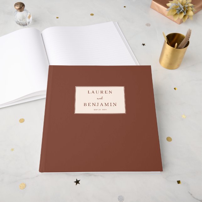 Joyful Brown Stars Guest Book (Front Open)