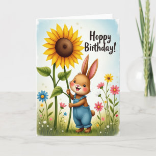 Joyful Bunny Sunflower Card