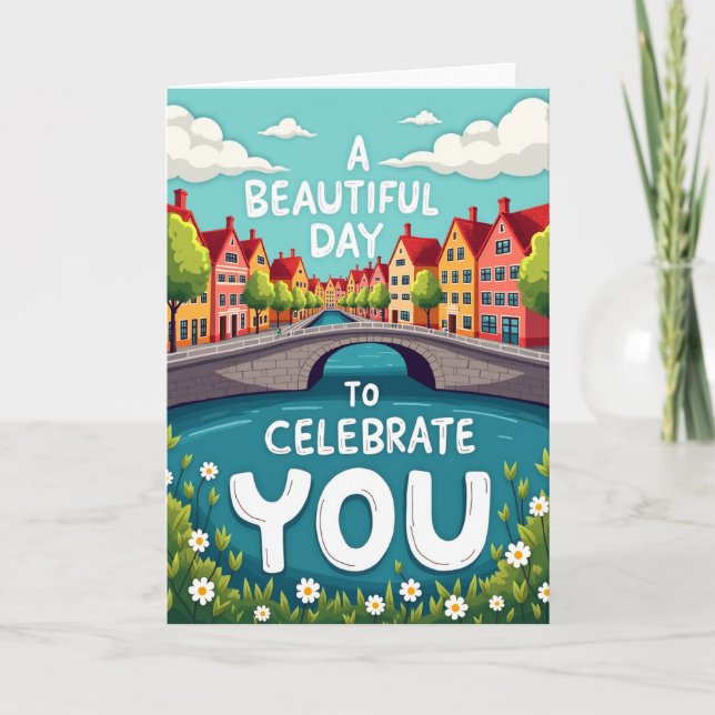 Joyful Canal Town Birthday Card (Front)
