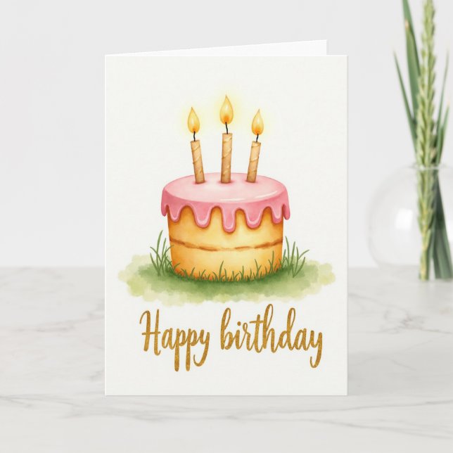 Joyful Candlelit Cake Card (Front)