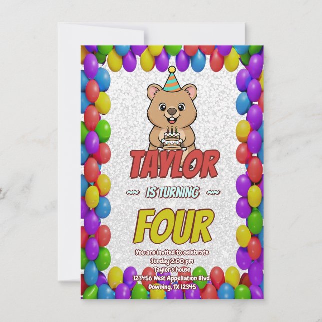 Joyful Capybara Birthday Invite (Front)