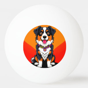 Joyful Cartoon Dog Illustration Ping Pong Ball