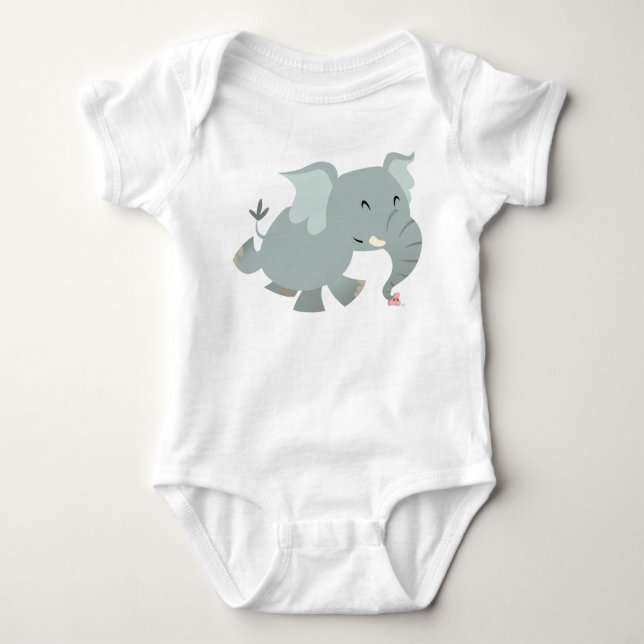 Joyful Cartoon Elephant Baby Apparel Bodysuit (Front)
