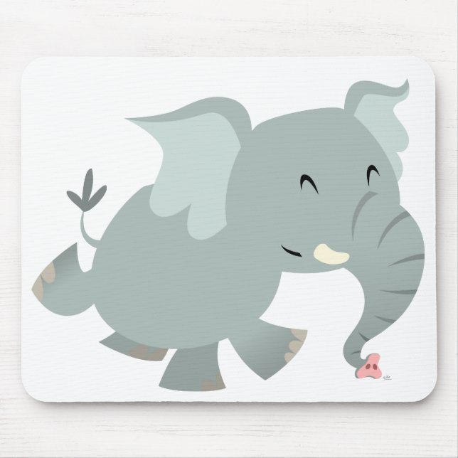 Joyful Cartoon Elephant Mousepad (Front)