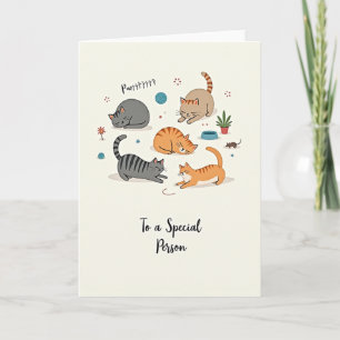 Joyful Cat Group Birthday Card