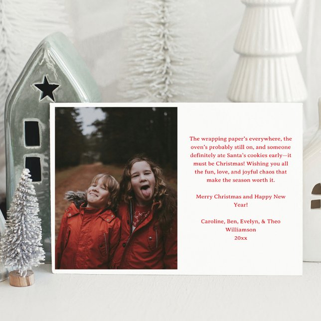 Joyful Chaos Funny Family Christmas Photo Cute Holiday Card (Creator Uploaded)