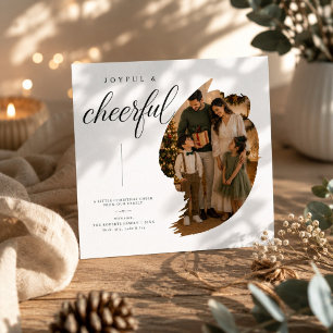 Joyful & Cheerful Script Brush Christmas photo Holiday Card