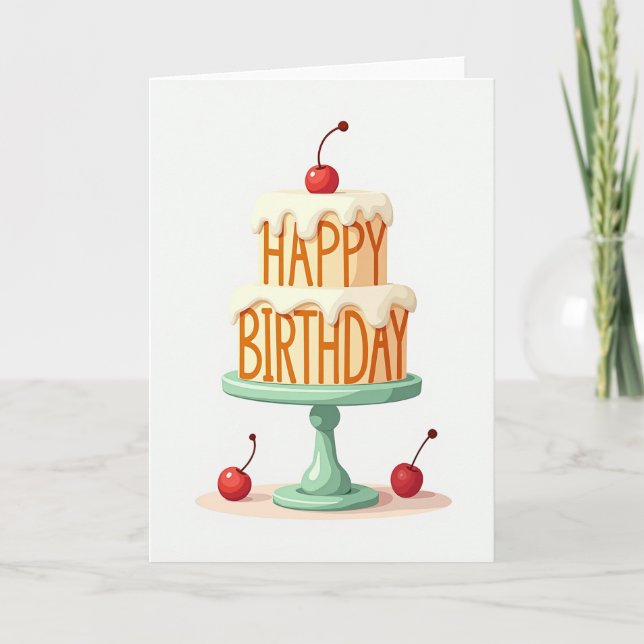 Joyful Cherry Cake Card (Front)